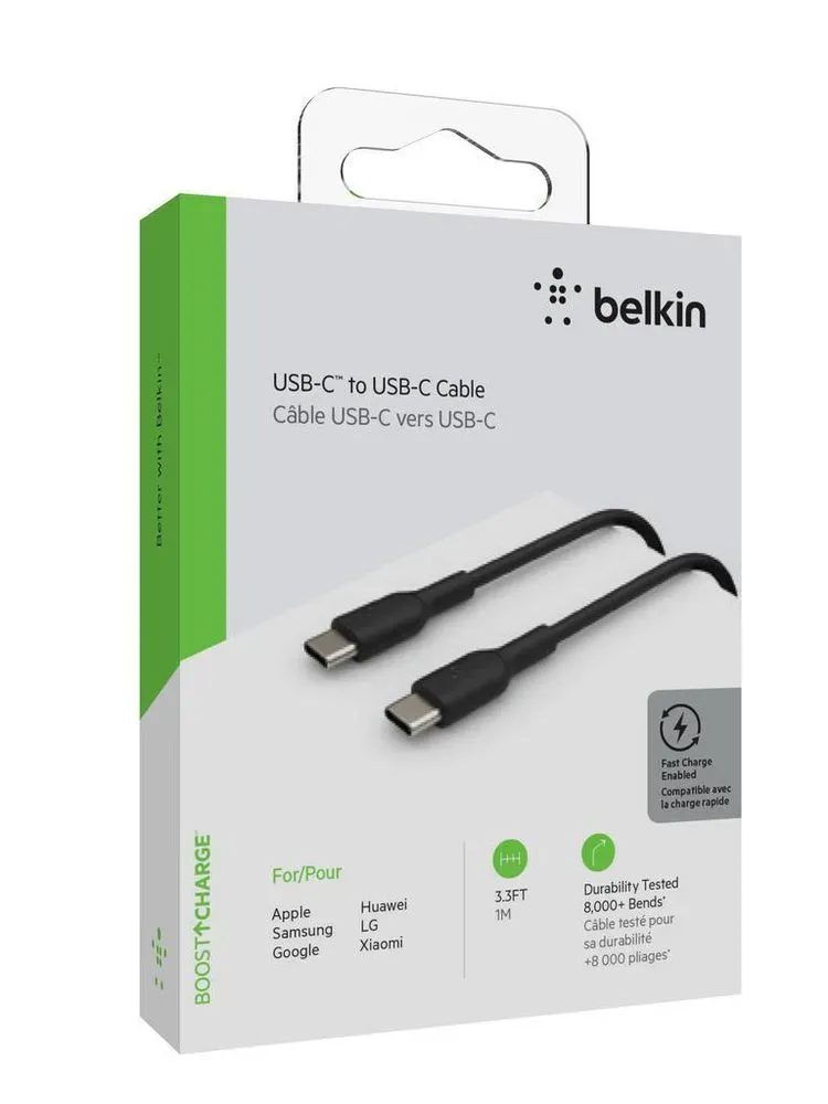 CABLE PARA CELULAR BELKIN USB-C A USB-C NEGRO